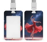 Dancer on Star Stage Retractable ID Badge Holder with Lanyard - Vertical Badge Reel,Keychain Clip,Name Tag Id Card Holder Protector for Nurse Officer Teacher Security Staff Women Men