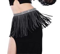 Dancer Super Flash Sequins Tassel Hot Diamond Waist Chain Heavy Duty with Accessories Belly Dance Waist Chain (Color : D, Size : Medium) (D Medium)