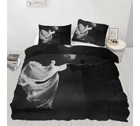 Dancer Under the Moon Duvet CoverBlack and White Art Comforter Cover Minimalist Art Bedding Set for Kids Decor Quilt Cover 3 Piece Set with Zipper Closure Soft Microfiber Super King Size