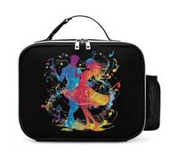Dancers Dancing to The Music Reusable Insulated Lunch Bag Tote Handbag Leather Portable Cooler Bags for Men Women