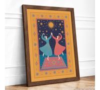 Dancers Under Stars Art Deco Framed Wall Art Print A1 (84.1×59.4cm) Walnut, Wall Decor for Living Room, Bedroom, Office & Home, Ready to Hang, Art Gift