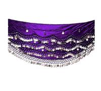 Dancers World Belly Dance Hip Belt Scarves Dancing Costume Coin Hip Scarves Belts FITS Medium Large (Purple Silver), M/L - UK 14 - 16/18 (VSB012)