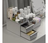 DancesCat Makeup Organizer Storage Drawers, Large Capacity Cosmetic Organisers for Lipsticks, Jewelry, Nail Care, Skincare Organiser for Vanity, Ideal Desk Organizer for Dresser and Bathroom (Grey)