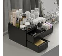 DancesCat Makeup Organizer Storage Drawers, Large Capacity Cosmetic Organisers for Lipsticks, Jewelry, Nail Care, Skincare Organiser for Vanity, Ideal Desk Organizer for Dresser and Bathroom (Black)