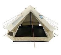 DANCHEL OUTDOOR B2I Inflatable Camping Tent 9.8ft, No Center Pole Lightweight Blow Up Bell Tent with Stove Jack, Skylight, Pump, Waterproof 300D Oxford Glamping Yurt for 1-3 Person Family