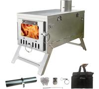 DANCHEL OUTDOOR T6 Ultralight Titanium Wood Stove for Camping Backpacking, 4.4lbs Folding Hot Tent Stove with 7.2ft Chimney Pipe, Easy Setup for Solo Survival, Cooking