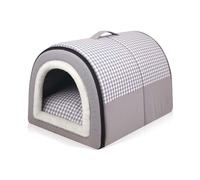 Danchen Dog Bed House, 2-in-1 Large Pet Igloo House with Calming Removable Cushion, Waterproof Non-Slip Foldable Dog Anti Anxiety Soft Warm Bed for Dogs Puppy Cats Rabbit (XL:70 * 55 * 45cm,Gray)