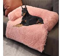 Danchen Dog Sofa Beds Orthopedic Soft Plush Calming Cushion, Luxury Relief Improved Sleep Ultra Pad Blanket Bed for Large Medium Dogs, Washable, Removable, Non Slip, Pink