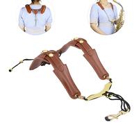 Danchet Leather saxophone strap, saxophone strap with adjustable strap and gold-plated metal trigger for sax alto and soprano clarinets (brown)…