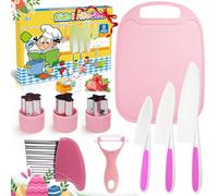 Dancial Kids Safe Knife Set - Plastic Child Chopping Tools in 3 Sizes for Real Cooking - Learning Toys for 2-6 Year Old Boys Girls, Toddler Kitchen Gift