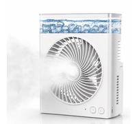 Dancial Portable Misting Fan, 8000mAh 8-Inch Rechargeable Battery Desk Fan, with 600mL Water Tank cooling spray, Perfect 3 Speeds Quite Mist Water Spray Fans for Home Office Camping Patio (white)