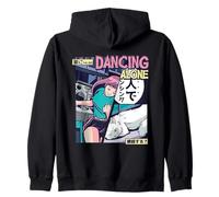 Dancing Alone Anime - Vaporwave Manga Japanese Art Zip Hoodie
