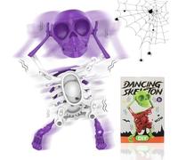 Dancing and Swinging 3D Skull Toy, 3D Swinging Wind Up Skeleton Desktop Spring Clockwork Toy, Skull Halloween Decor, Funny Gift, Desktop Anxiety Relief Decorations