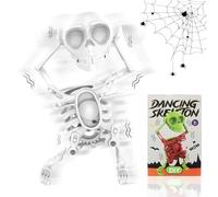 Dancing and Swinging 3D Skull Toy, 3D Swinging Wind Up Skeleton Desktop Spring Clockwork Toy, Skull Halloween Decor, Funny Gift, Desktop Anxiety Relief Decorations