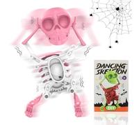 Dancing and Swinging 3D Skull Toy, 3D Swinging Wind Up Skeleton Desktop Spring Clockwork Toy, Skull Halloween Decor, Funny Gift, Desktop Anxiety Relief Decorations