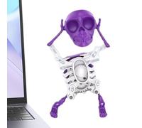 Dancing And Swinging 3D Skull Toy With Light,Glowing Eyes Halloween Skeleton Wind Up Machine Robot,Funny Clockwork Doll,Desk Decoration Gift