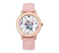 Dancing Baller with Peacock Feathers Womens Elegant Watch Analogue Quartz Watch Leather Band Wristwatch
