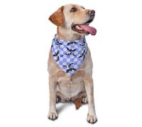 Dancing Bats Blue White Checkered Halloween Dogs Decoration Accessories Durable Pets Triangle Bibs Scarf Washable Cat Dog Kerchief For Parties, Birthdays, Everyday Wear 30X70Cm