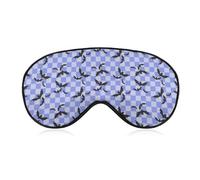 Dancing Bats Blue White Checkered Halloween Sleep Mask Eye Masks Soft Blackout Eye Shade Cover Blindfold Eyeshade for Deep Rest Travel Nap