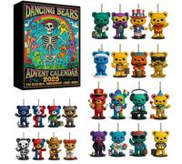 Dancing Bears Advent Calendar 2025, 24 Mini Bear Ornaments for Christmas Tree Decorations, Fun Christmas Tree Decorations for Friend Family