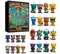 Dancing Bears Advent Calendar, 24 Mini Bear Ornaments for Christmas Tree Decoration, Countdown to Christmas Dancing Bears Classic Collectible Figurines, Tree Decorations