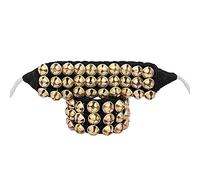 Dancing Bells Anklet Ghungroo with Colored Cushion Pad 3 Line with (30+30) Bells Best For Indian Classical Dance, Indian Style Brass Ankle Bells (BLACK)