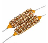 Dancing Bells Anklet Ghungroo with Colored Cushion Pad 3 Line with (30+30) Bells Best For Indian Classical Dance, Indian Style Brass Ankle Bells (YELLOW)