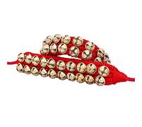 Dancing Bells Ghungroo Pair Indian Classical Dance Accessories Ghungroo with Colored Cushion Pad Best Dance Metal Brass Anklets Bells Ghunghroo Pad (Red, Double Line)