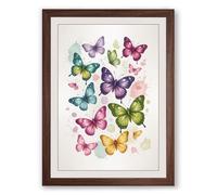 Dancing Butterflies Botanical Framed Wall Art Print A2 (59.4×42cm) Walnut, Wall Decor for Living Room, Bedroom, Office & Home, Ready to Hang, Art Gift