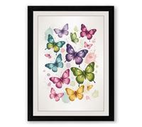 Dancing Butterflies Botanical Framed Wall Art Print A3 (42×29.7cm) Black, Wall Decor for Living Room, Bedroom, Office & Home, Ready to Hang, Art Gift