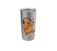 Dancing Capybara with Headphones Music Design Stainless Steel Insulated Tumbler