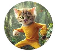 Dancing Cat 1000-Piece Jigsaw Puzzle 1000Pc Adults Round Jigsaw Puzzle Educational Toy for Teenagers, Home Office Decor 67.5x67.5cm