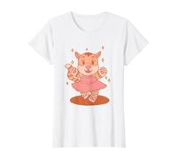 Dancing Cat Ballerina for Ballet Dancer Value Graphic T-Shirt, Women, White, XL