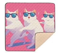 Dancing Cats Peach Soft Padded Baby Playmat for Indoor Outdoor Washable Tummy Time Activity Mat for Babies Infants Toddlers, 50'' x 50''