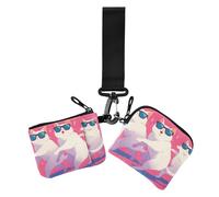 Dancing Cats Peach Women's Card Cases Change Holder Cute Fashion Card Organizer Purse with Wristlet Strap for Daily Use 2 Pcs, dancing cats peach, One Size, Casual