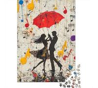 Dancing Couple Jigsaw Puzzle for Adults 1000 Piece Jigsaw Puzzle Red Umbrella Modern Art Puzzle Game for Family Mindfulness Stress Relief Gift 52x38cm/1000pcs