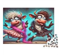 Dancing Cows 1000pcs Jigsaw Puzzles for Adults 12+, Thick Cardboard, Dancing Cartoon Cows, Mental Workout Fun, Stress Relief Meditation, for Men Women & Lovers 70x50cm/1000pcs