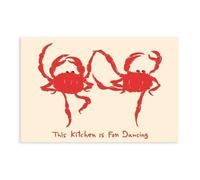 Dancing Crab Kitchen Art - Retro Red Crab Poster Canvas Poster Bedroom Decor Landscape Office Room Decor Gift 12" L X 18" W