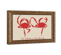 Dancing Crab Kitchen Art - Retro Red Crab Poster Canvas Poster Bedroom Decor Landscape Office Room Decor Gift 8" L X 12" W