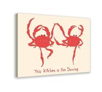 Dancing Crab Kitchen Art - Retro Red Crab Poster Canvas Poster Bedroom Decor Landscape Office Room Decor Gift 20" L X 30" W
