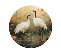 Dancing Cranes Coasters 4 Pcs Drink Coasters with Holder Leather Coaster Coffee Cup Pad Drinking Cup Mat Set Coffee Table Drinks Coasters for Modern Home Decor 4inch