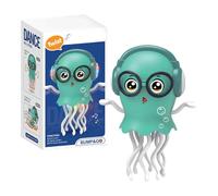 Dancing Crawling Jellyfish Toy with Music & Lights, Crawling Jellydancer Tummy Time Toy,Magic Dancing Music for 3 4 5 6 7 8 Year Old Kids Boy Girl Birthday Gifts,Fun Office Desk Relaxation (green)