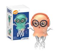 Dancing Crawling Jellyfish Toy with Music & Lights, Crawling Jellydancer Tummy Time Toy,Magic Dancing Music for 3 4 5 6 7 8 Year Old Kids Boy Girl Birthday Gifts,Fun Office Desk Relaxation (yellow)