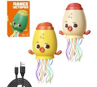Dancing Crawling Octopus Toy, Smart Tentacle Explorer, Wiggly Wonder Octopus, Automatic Swing Magic Obstacle Avoidanceoctopus with LED & Music, Self-Navigating Robotic Pet Toys for Indoor Cat Dog(Beig