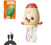 Dancing Crawling Octopus Toy, Smart Tentacle Explorer, Wiggly Wonder Octopus, Automatic Swing Magic Obstacle Avoidanceoctopus with LED & Music, Self-Navigating Robotic Pet Toys for Indoor Cat Dog(Beig