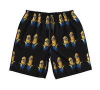 (DANCING DAVE MINION,MINION TIM DESPICABLE ME WITH CUTE AND FUNNY SMILE_5369) Famgem Men's Beach Shorts Hawaiian Swim Trunks with Pockets Quick Dry Board Swimwear Bathing Graphic Printed Suit for Surf