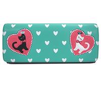 Dancing Days Cat Heart Clutch Wallet Purse - Retro Chic Crossbody Bag with Chain Strap - Embroidered Two Cats in Heart