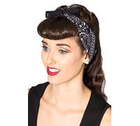 Dancing Days Landgirl 40's 50's Rockabilly Paisley Bandana Headband Head Scarf - Black