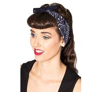 Dancing Days Landgirl 40's 50's Rockabilly Paisley Bandana Headband Head Scarf - Navy