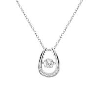 Dancing Diamond Pendant Necklace, 18K White Gold Plated with Lab Created Diamond (E-F Color, Round Brilliant Shape, VS Clarity) Necklace for Women, Gift for Her, Jewelry for, White Gold, Diamond